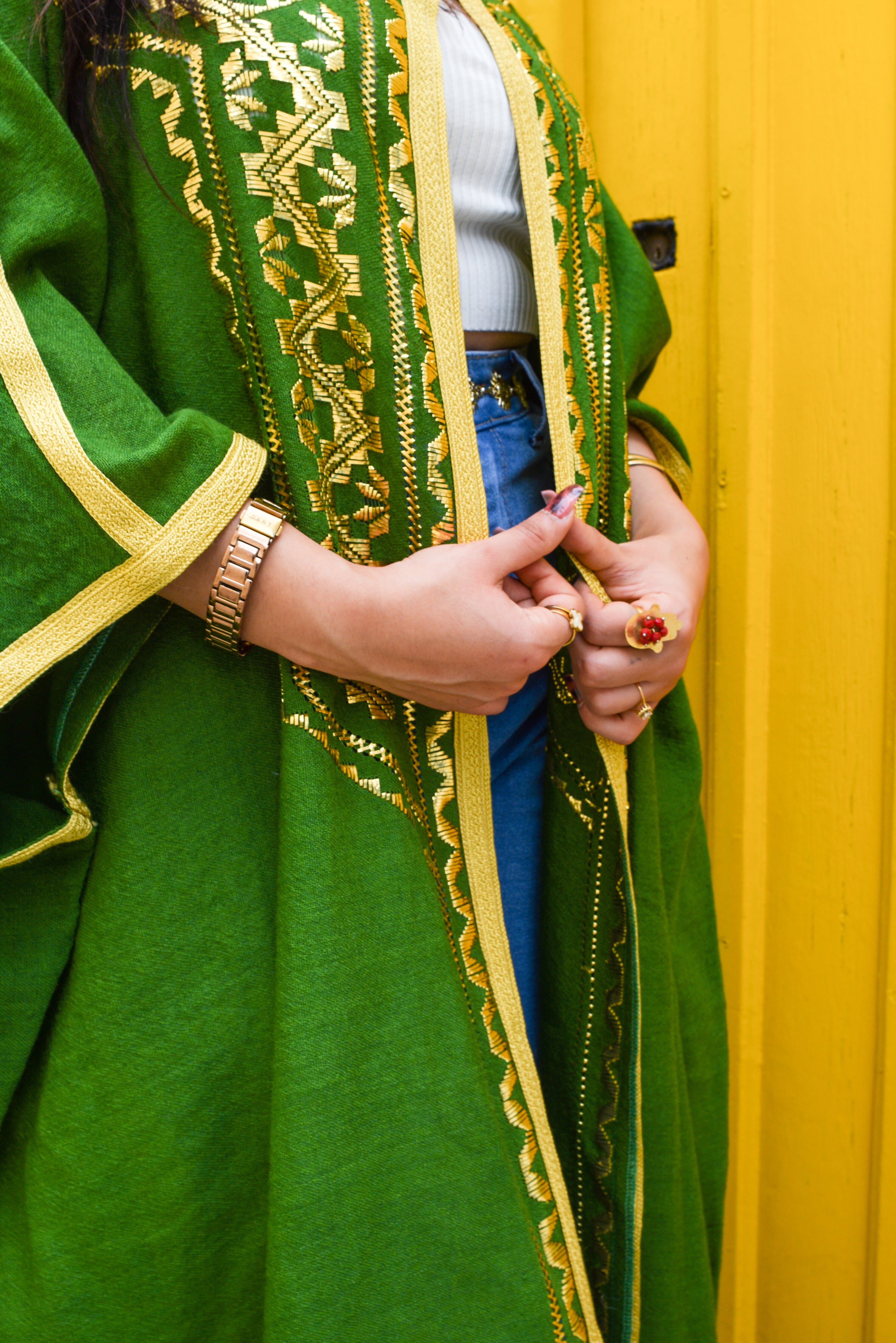 Abaya Tunisienne Traditionnelle Vert Émeraude