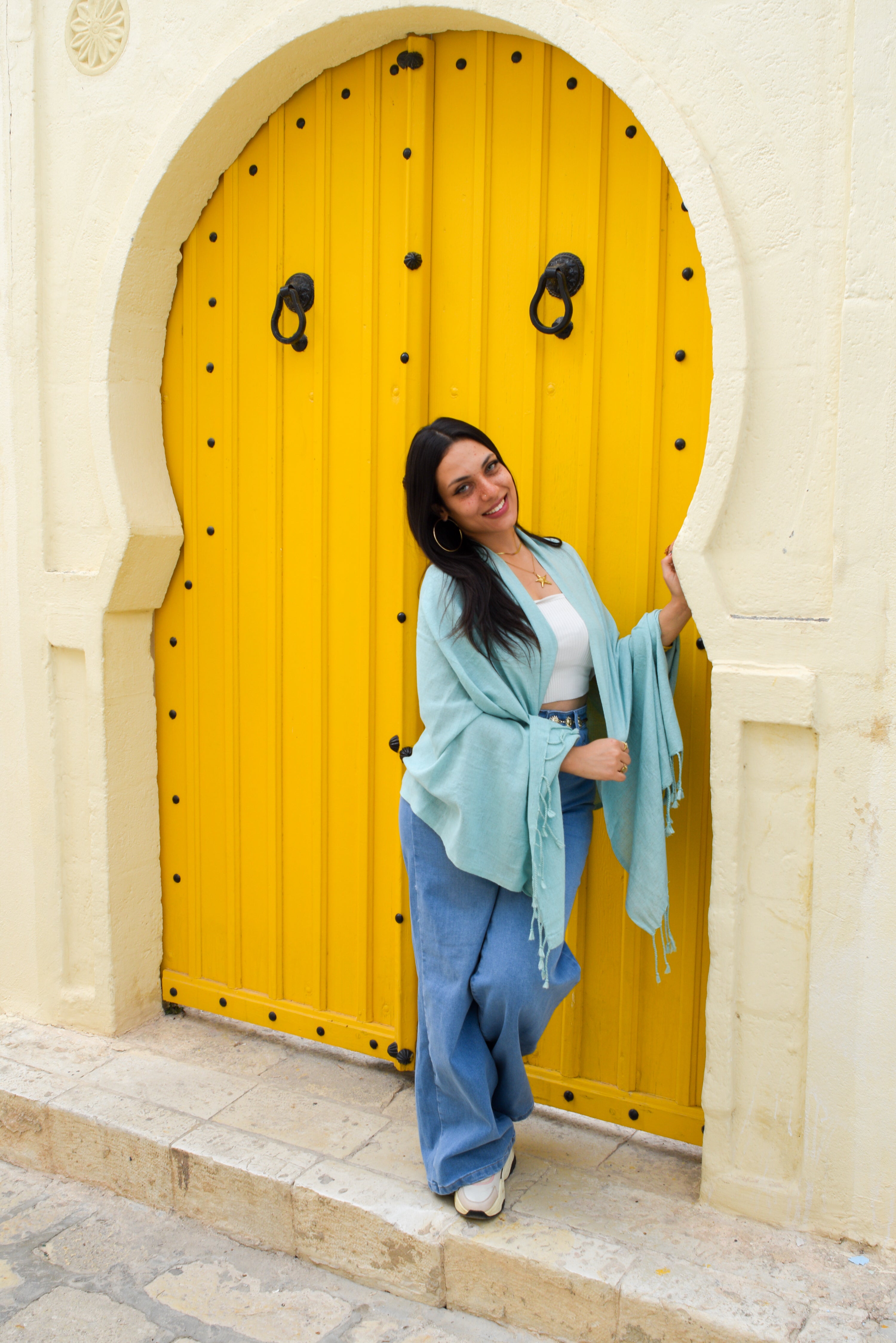 Cape Traditionnelle Tunisienne 100% Coton Léger avec Finitions à Franges