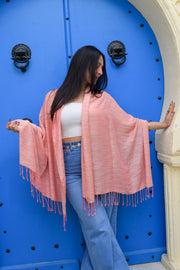 Cape Traditionnelle Tunisienne 100% Coton Léger avec Finitions à Franges