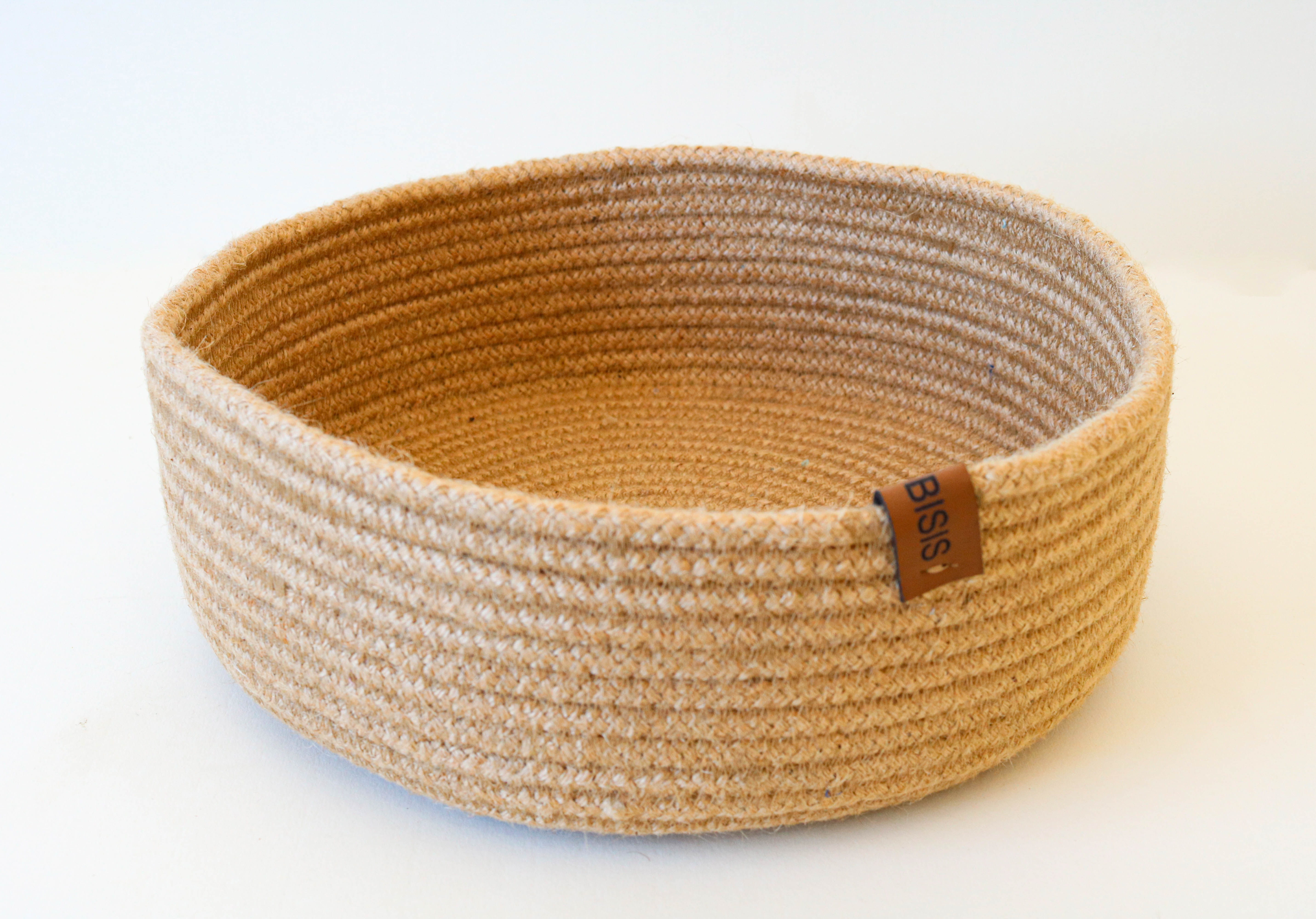 Panier rond en ALFA tressé en spirale