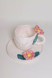 Mug en ceramique avec tasse fleuri