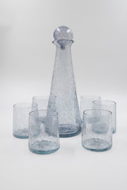 set a eau: carafe et 6 verres soufflés craquelés