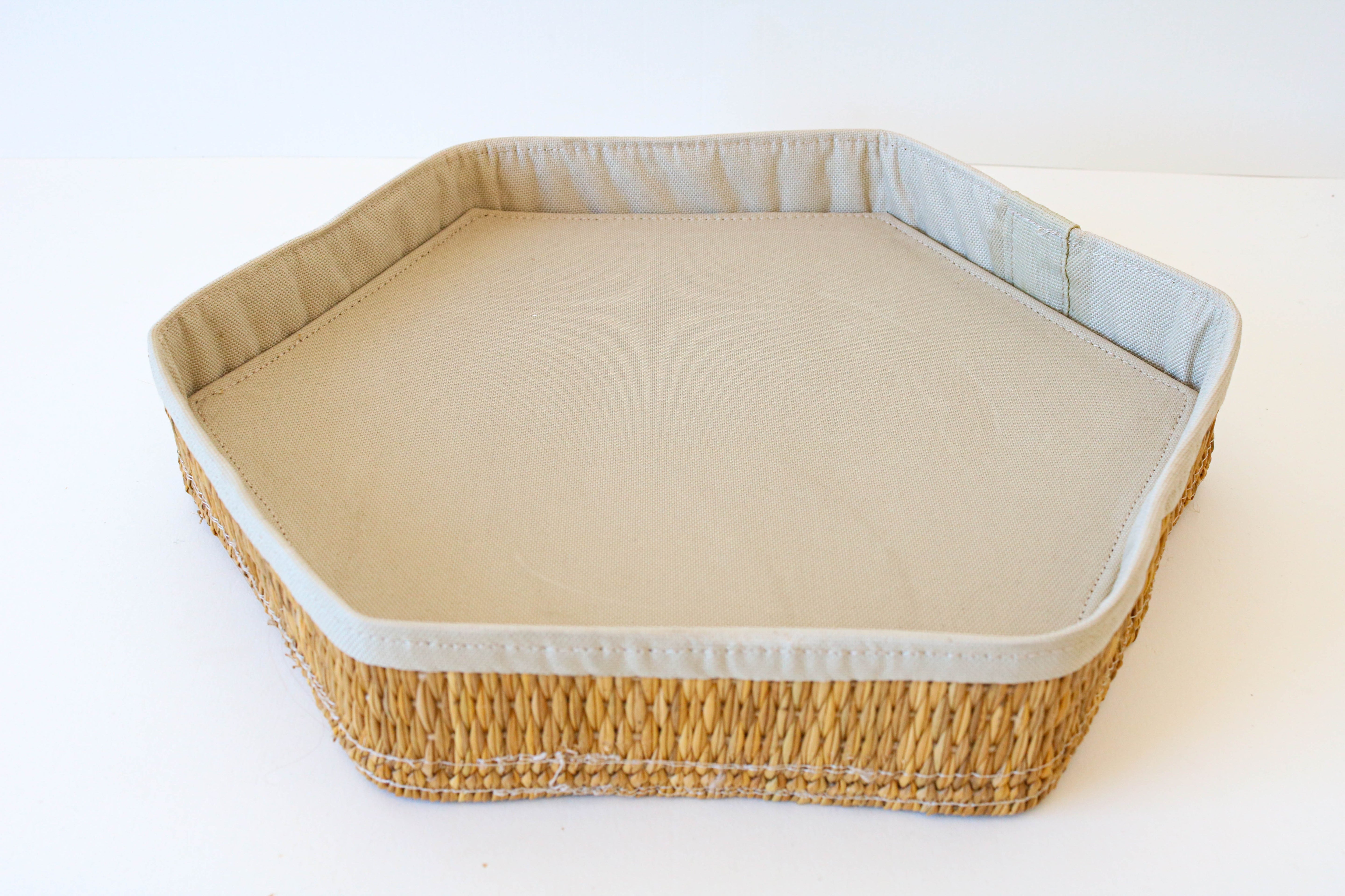 Plateau  en jonc et tissu