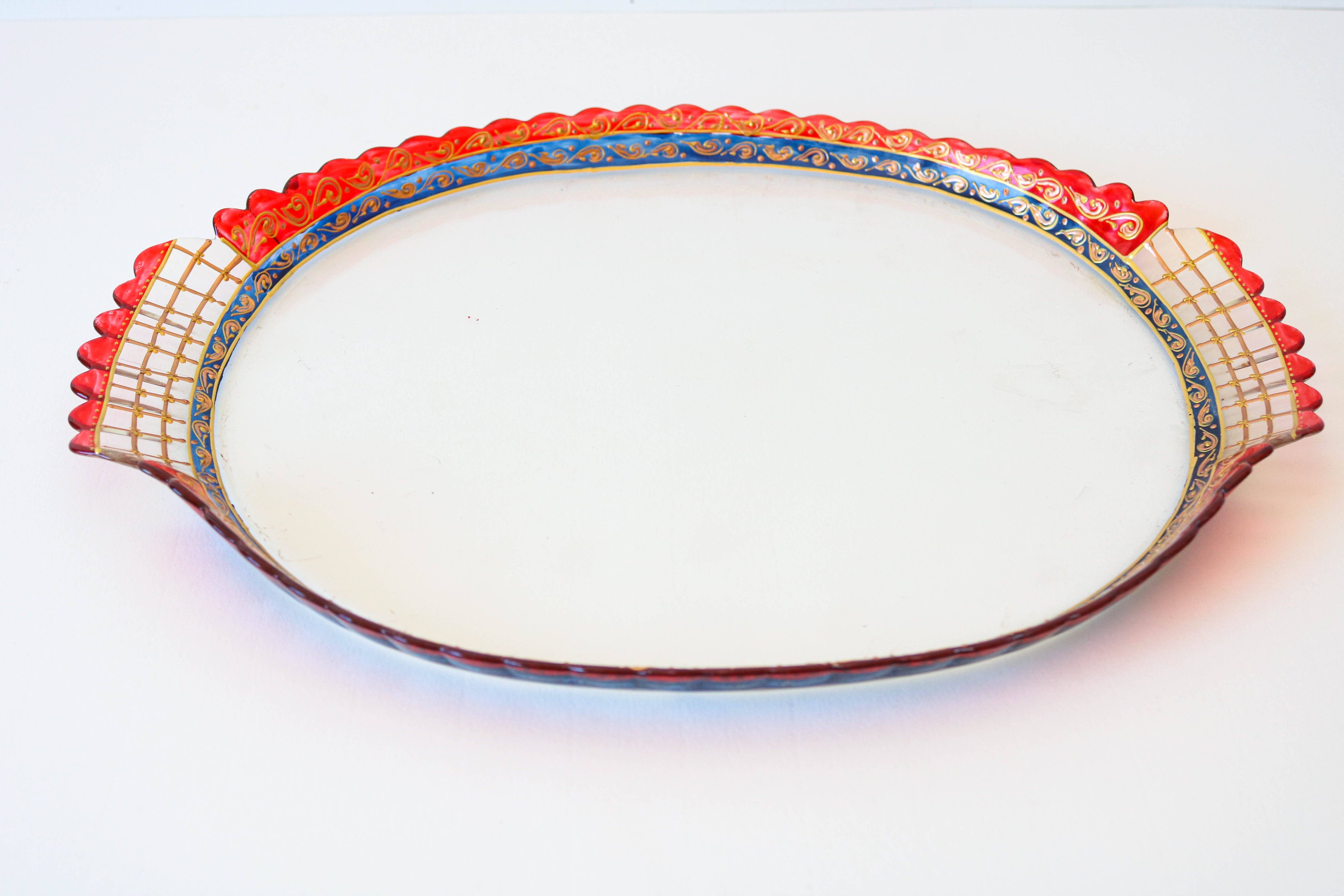 Plateau de service à thé en verre