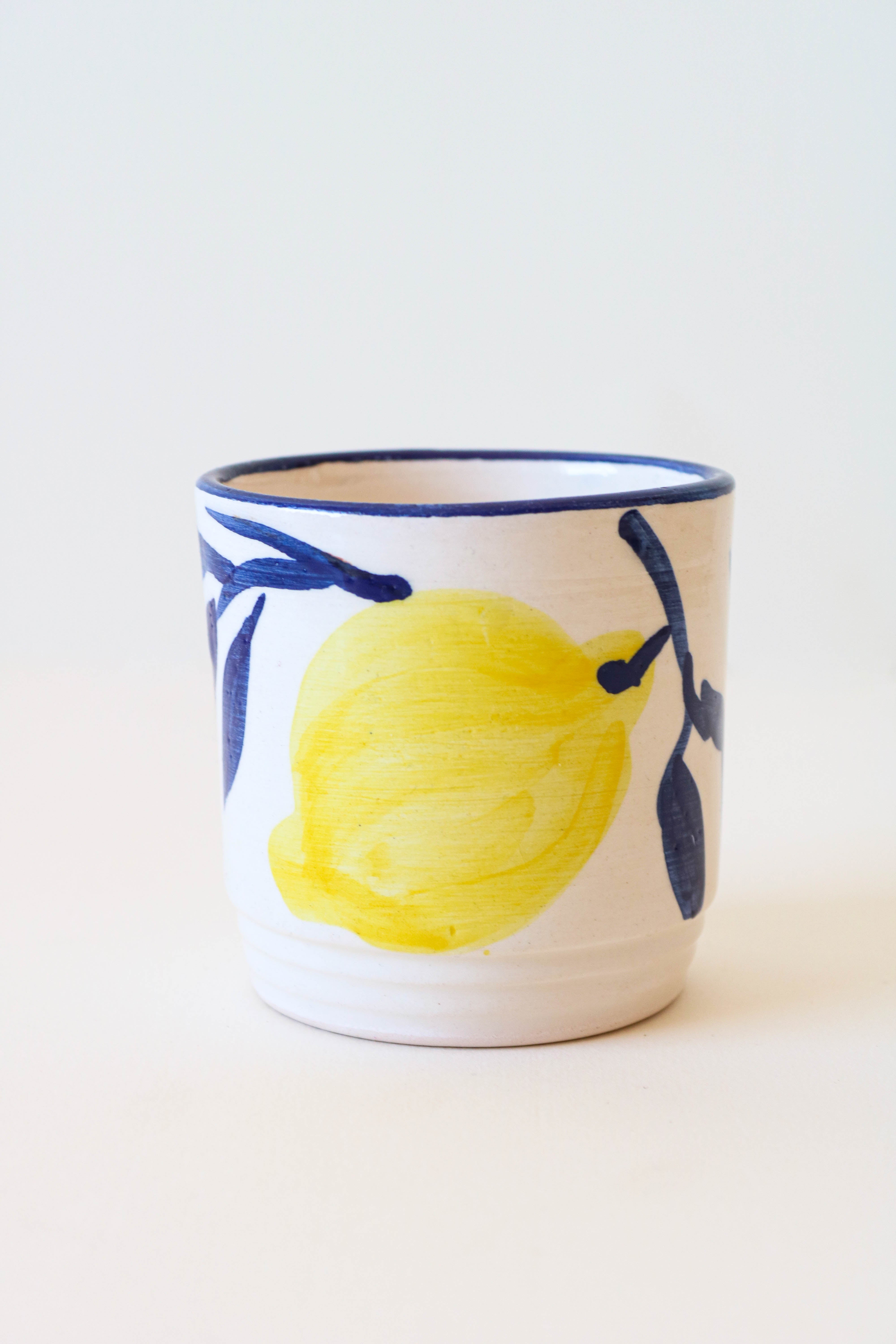 Verre à eau en céramique motif "citron"