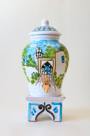 Huilier en céramique avec support et robinet 4,5l