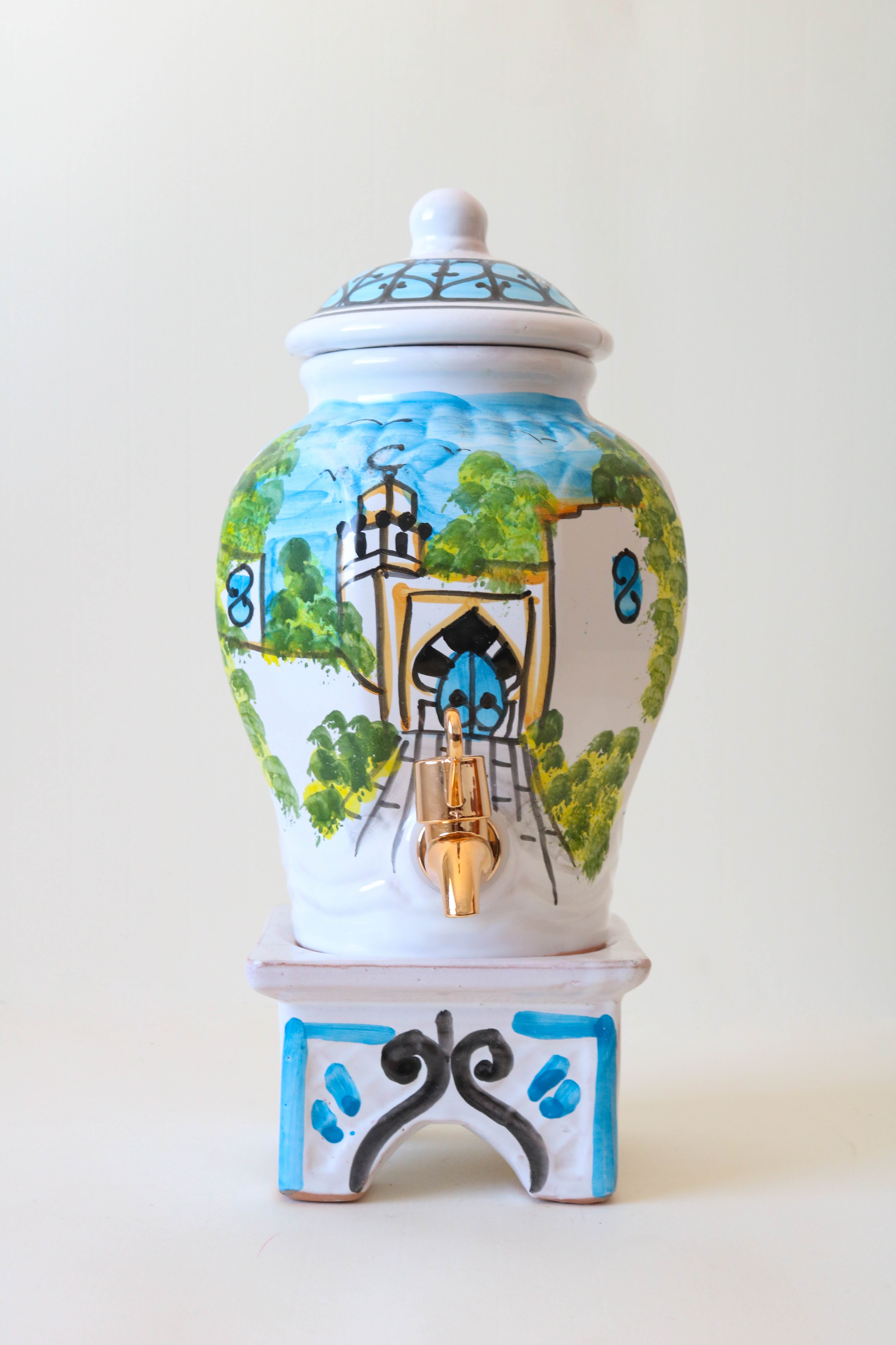 Huilier en céramique avec support et robinet 4,5l