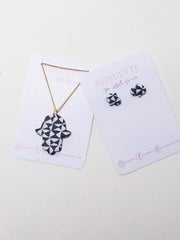 boucle d'oreille et collier en pate FIMO motif carreaux