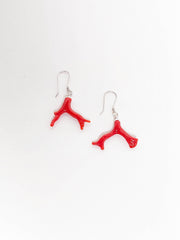 Boucle d'oreille en argent et corail "two branches"