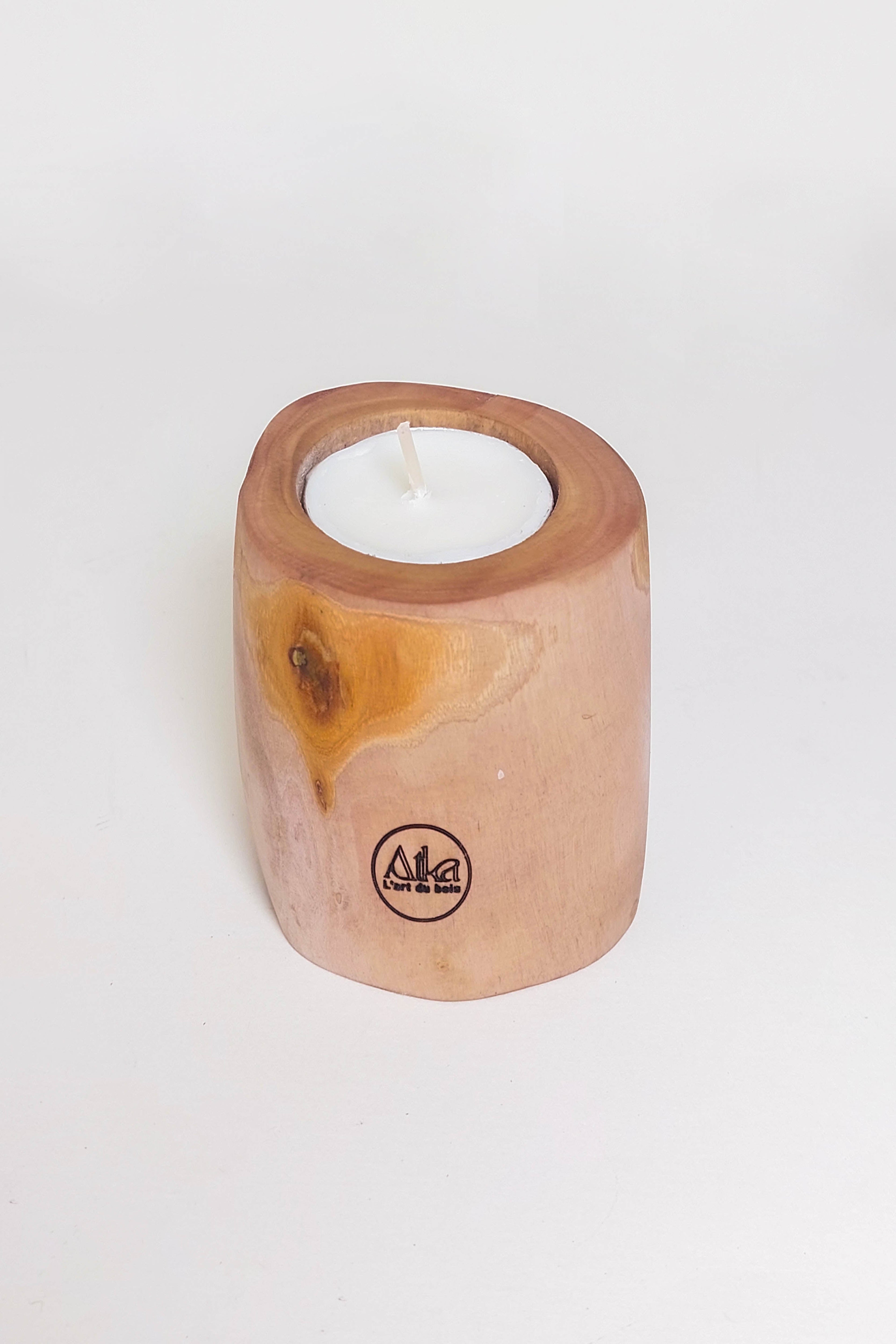 bougie parfume en bois cylindre