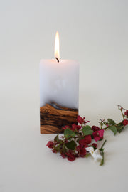 bougie parfume en bois d'olivier