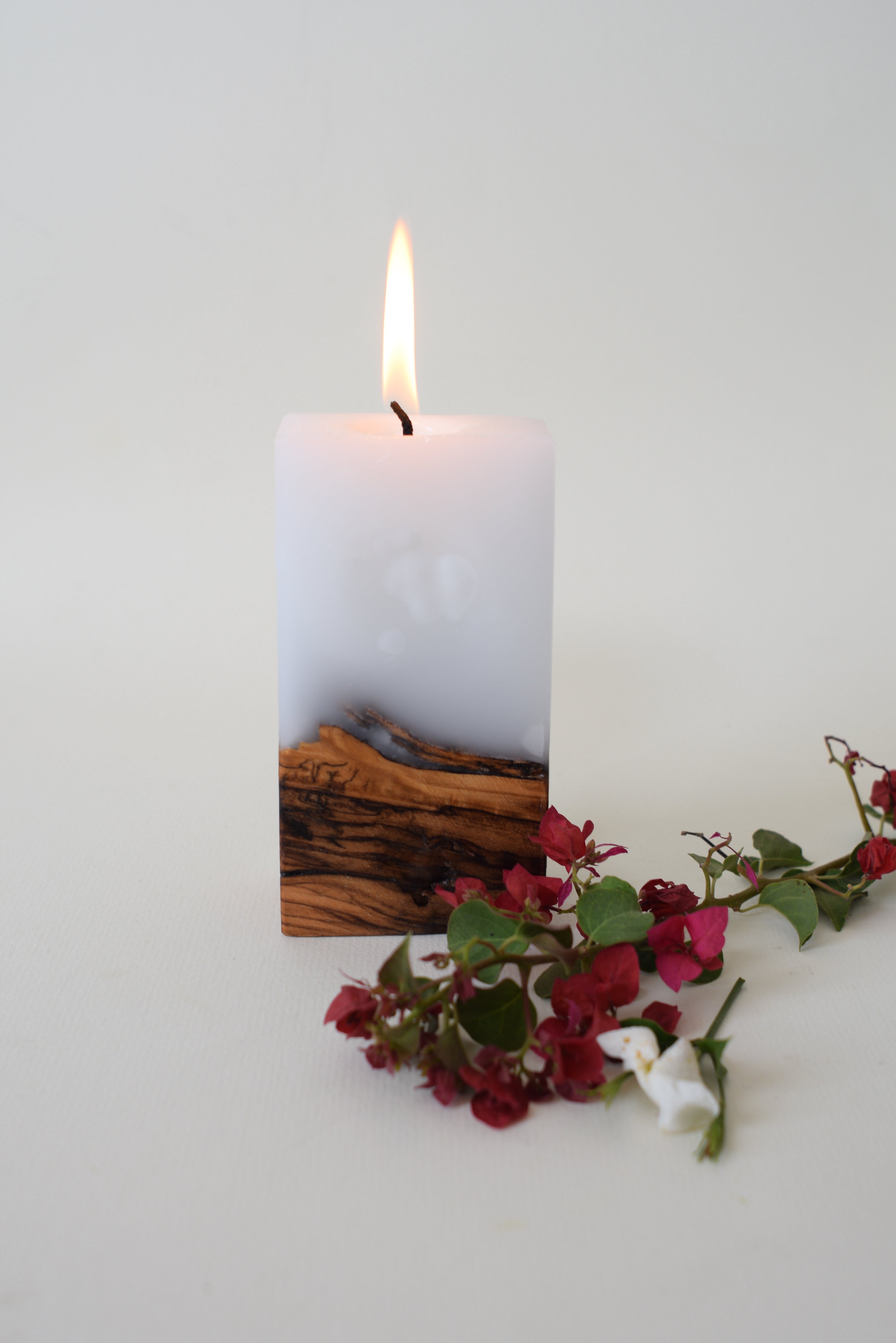 bougie parfume en bois d'olivier