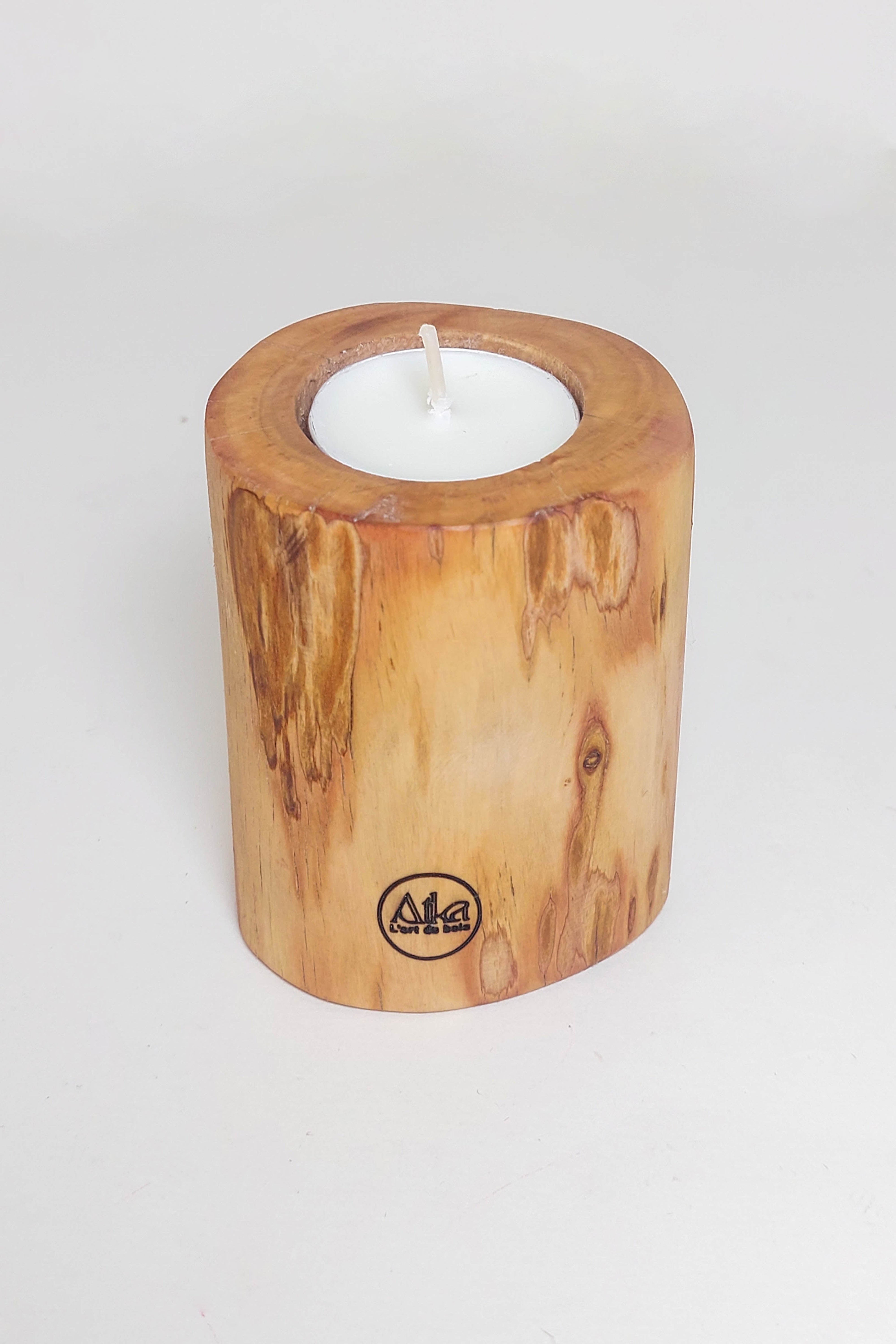 bougie parfume en bois cylindre