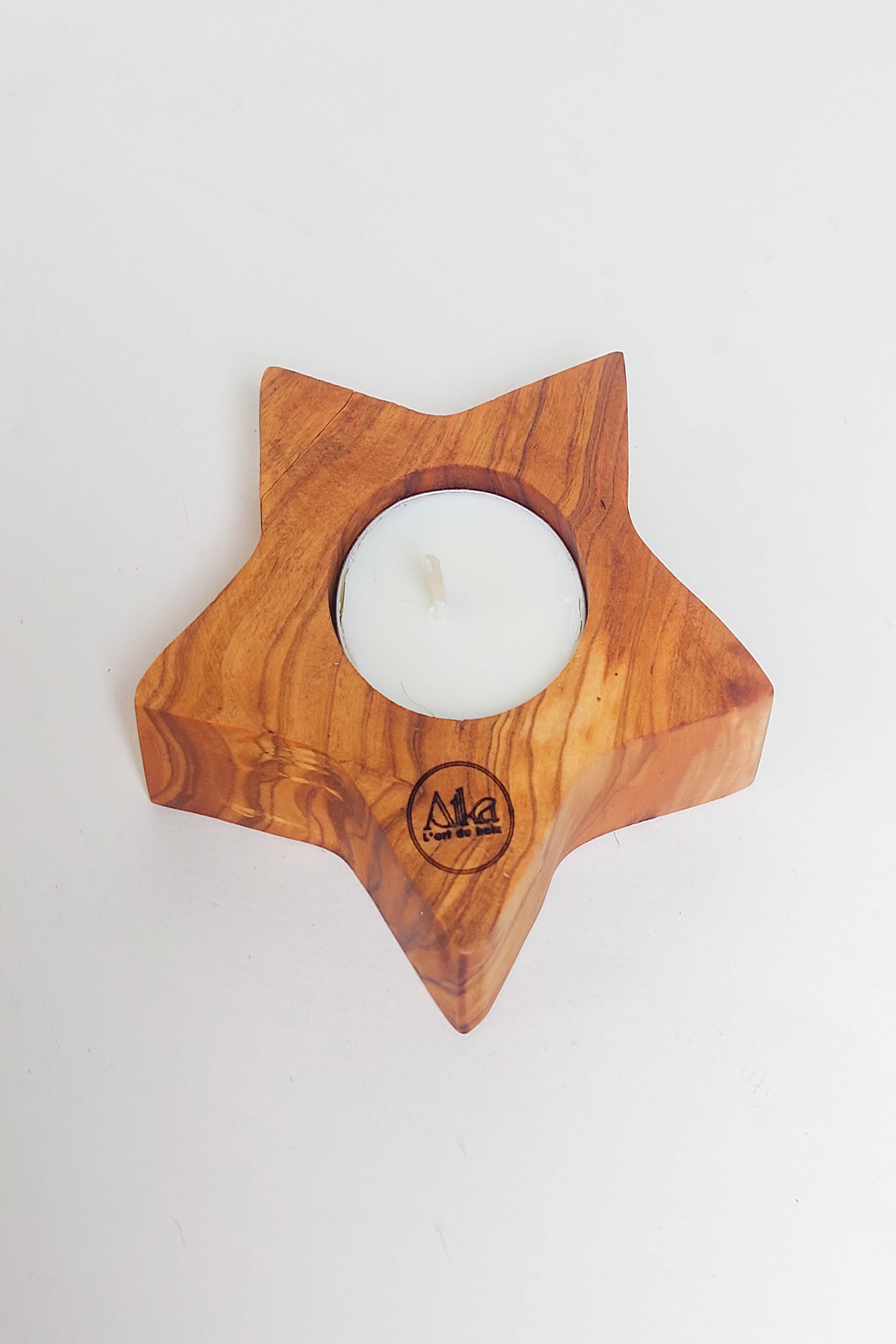 Bougie parfume en bois motif etoile