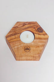 Bougie parfume en bois motif hexagonale