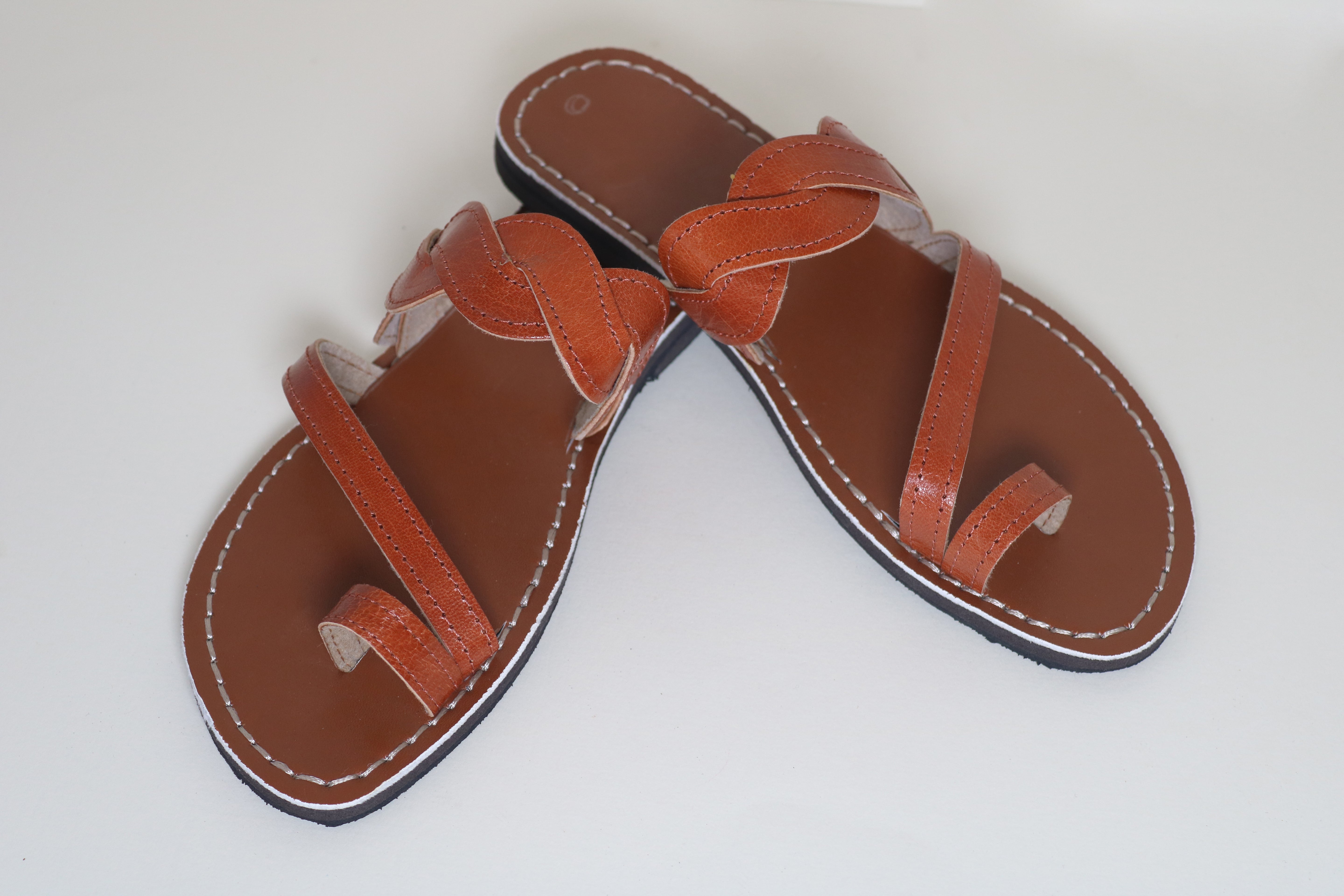 Claquette avec tige en cuir rouge