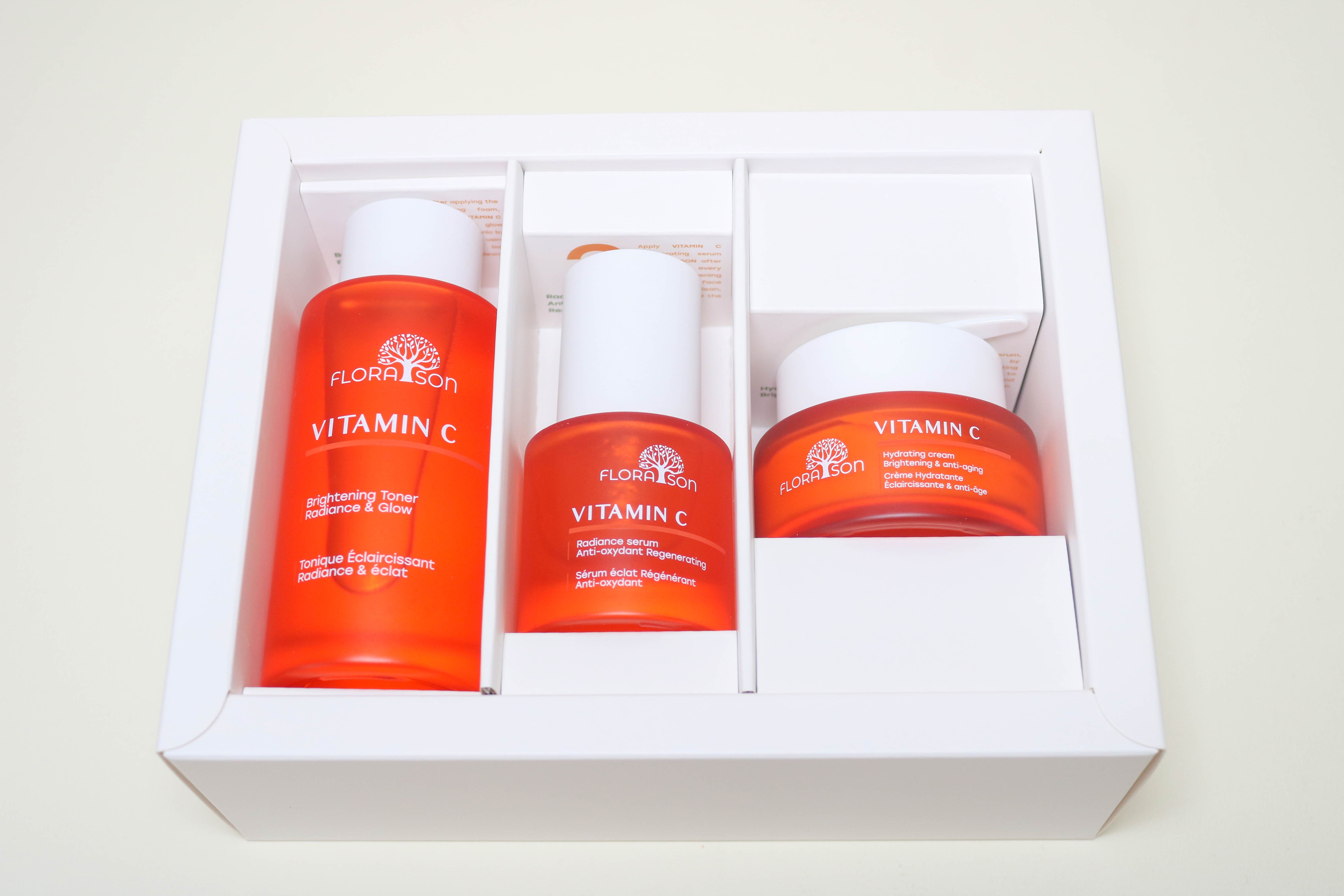 la routine vitamine C : creme hydratante, serum et tonique
