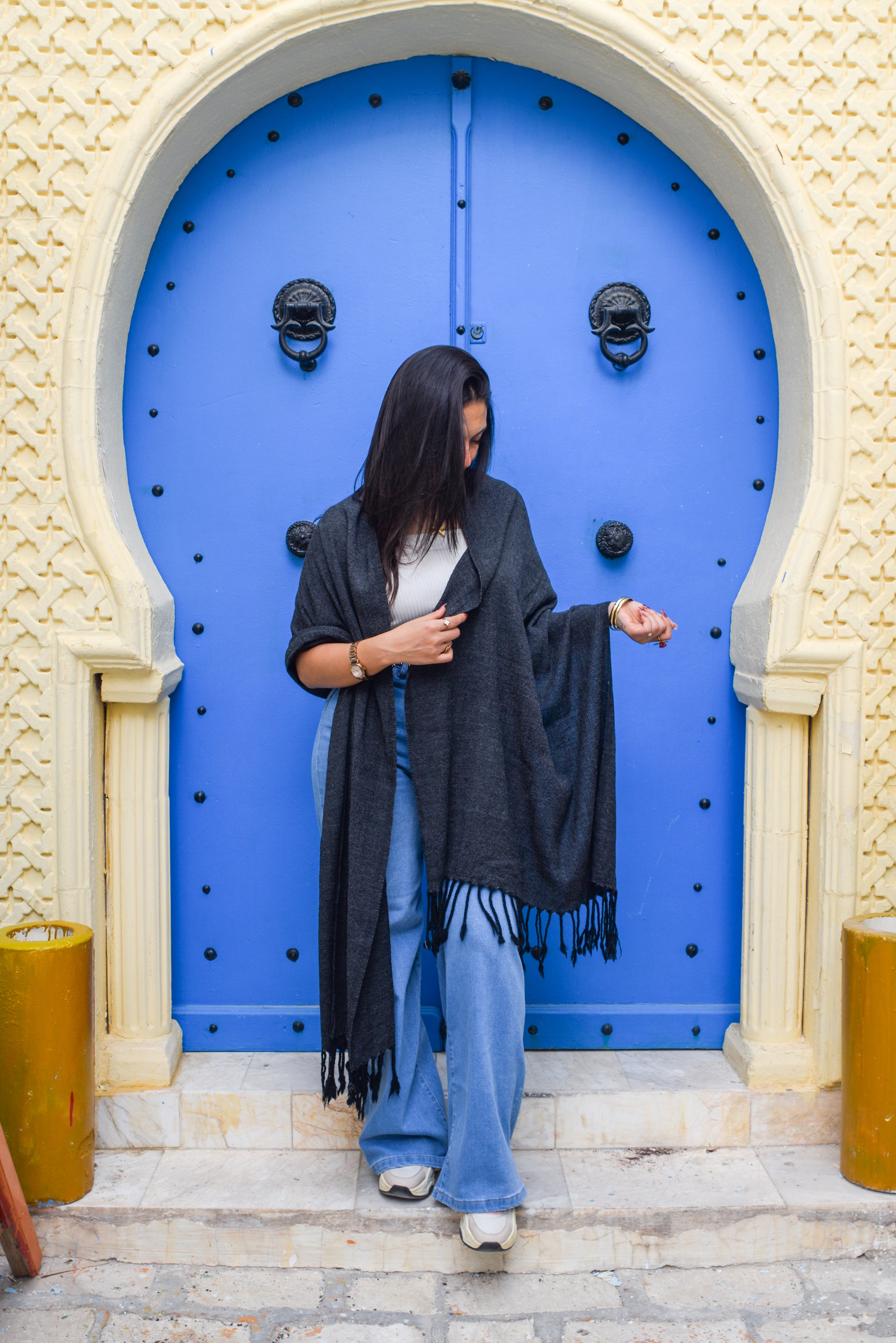 Cape en laine tissée à la main