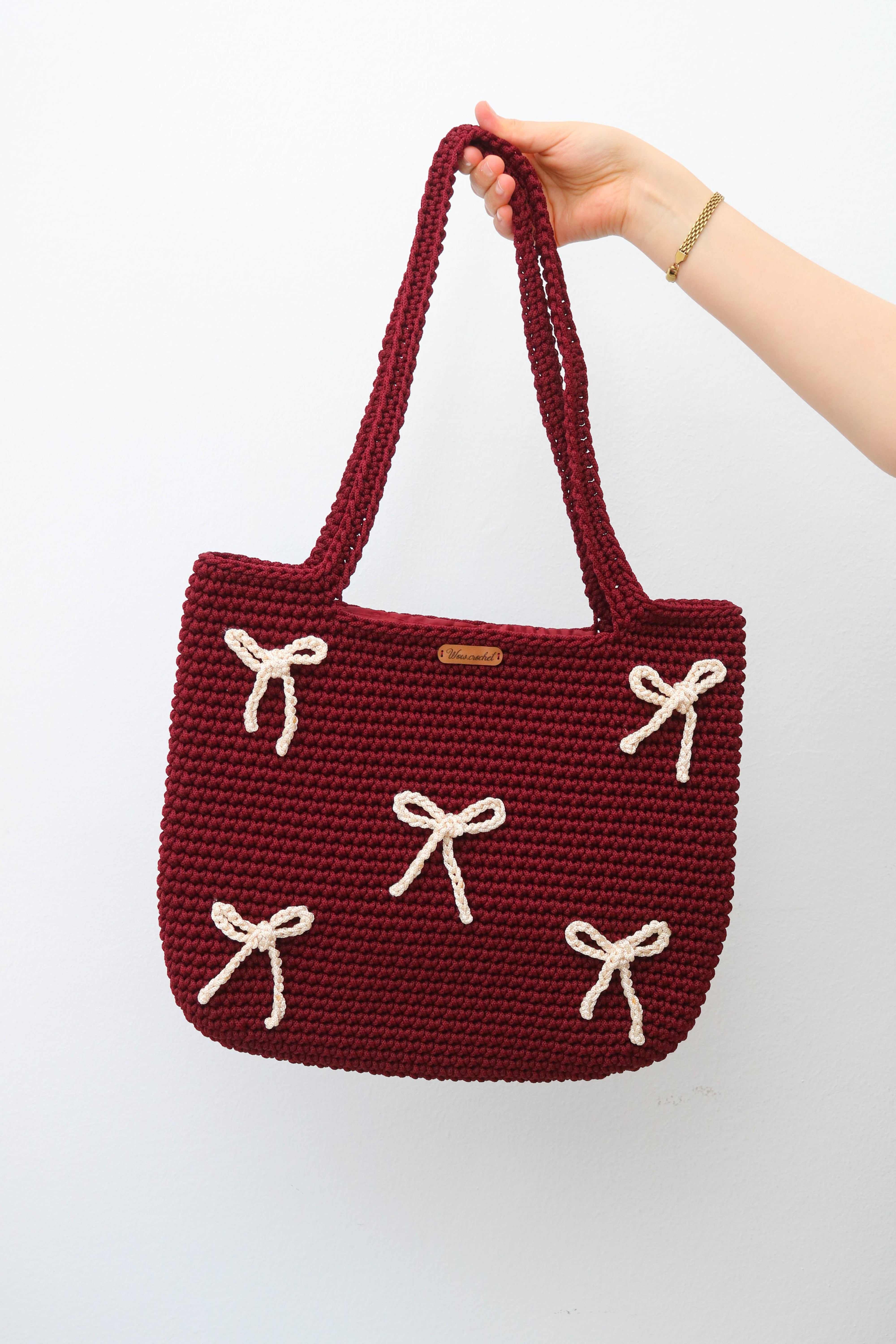 Sac tote bag au crochet, motif papillon
