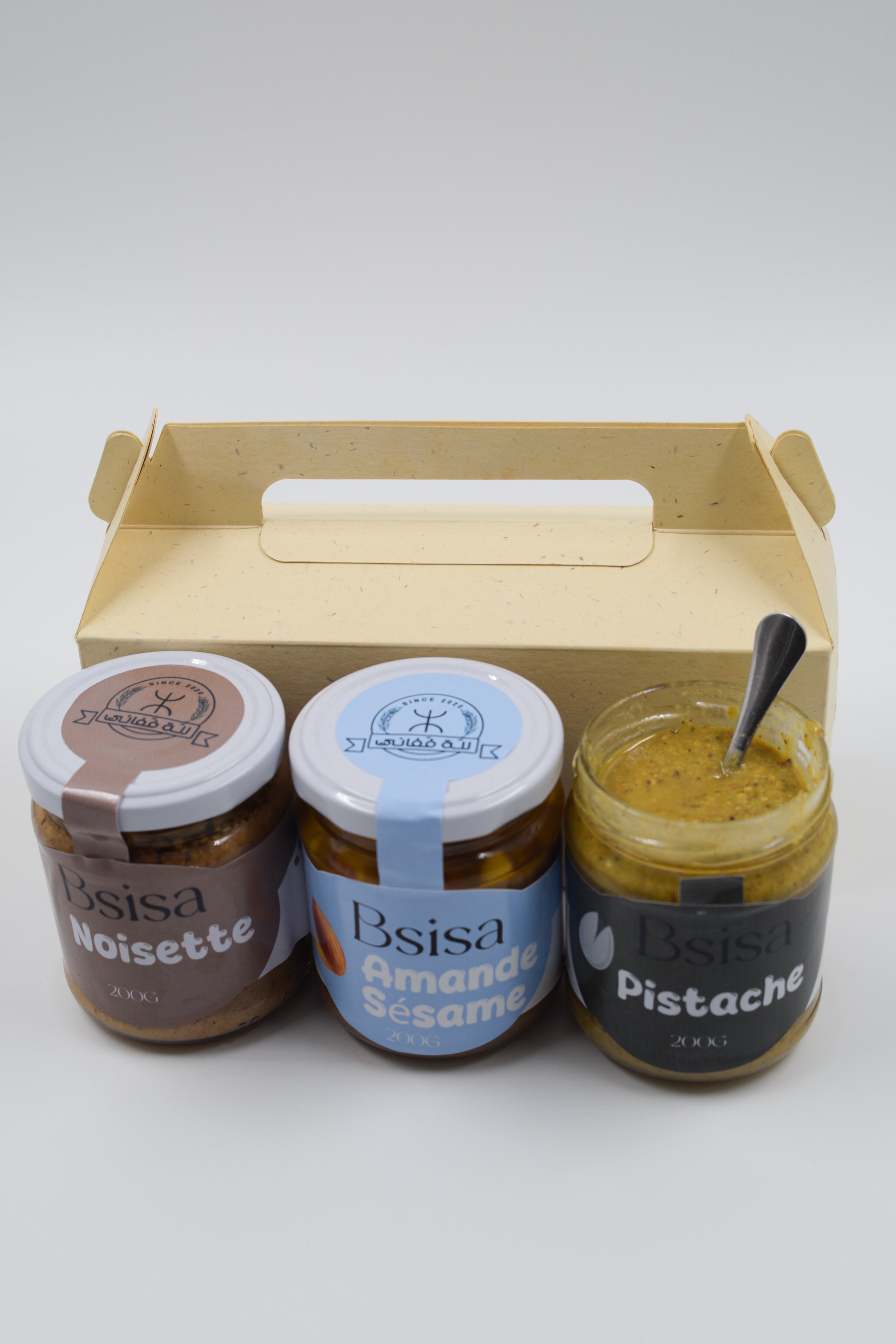 coffret trio de bsissa :noisette.amande et pistache