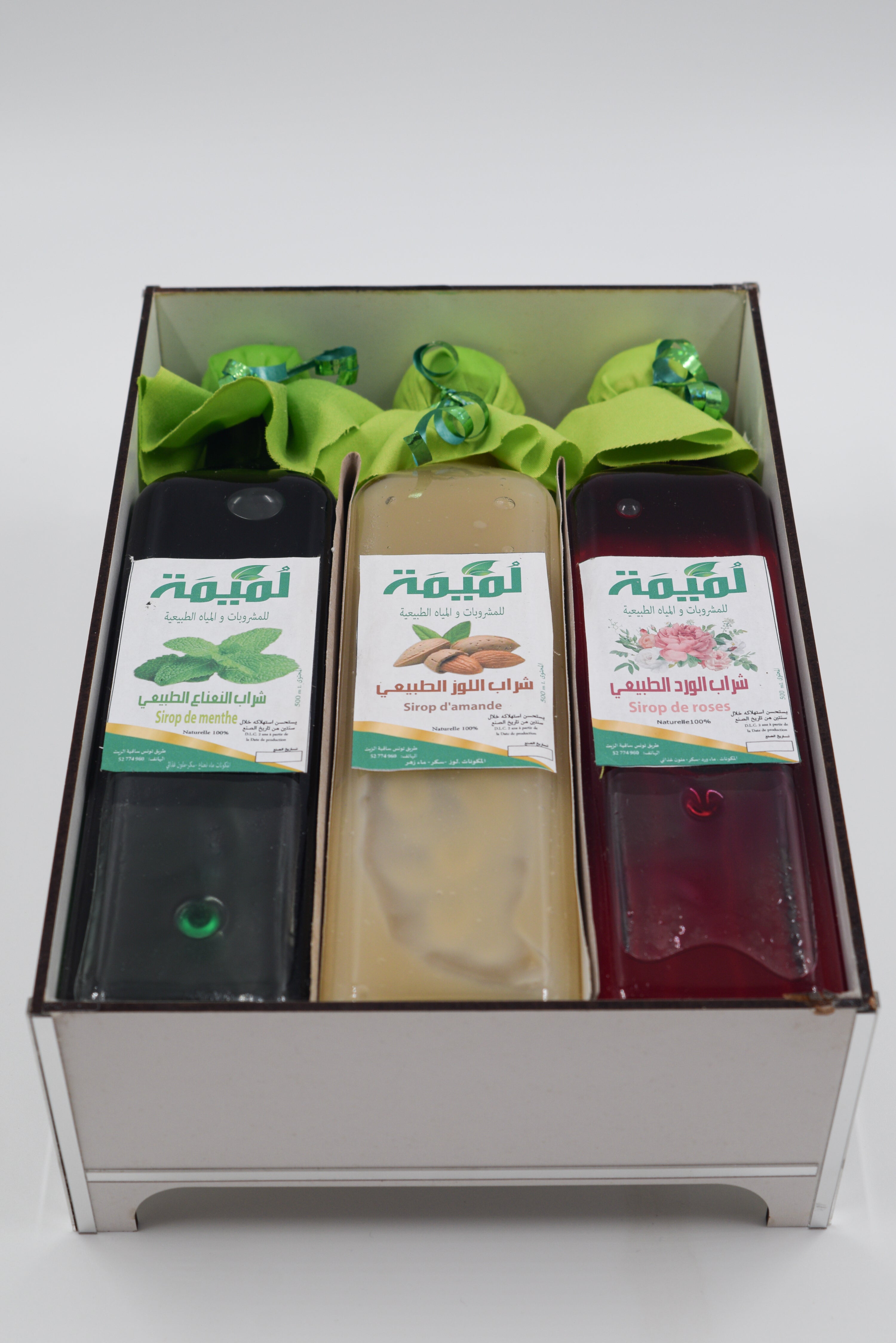 coffret trio sirop naturels:menthe,rose et amande 3L